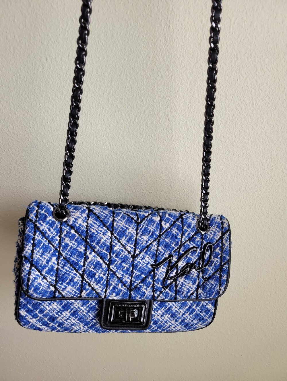 Karl Lagerfeld Paris Agyness Tweed Chain Shoulder Bag - Designer